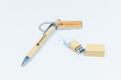 MathWorks Bamboo Gift Set (Pen, Key Chain, USB Flash Drive)