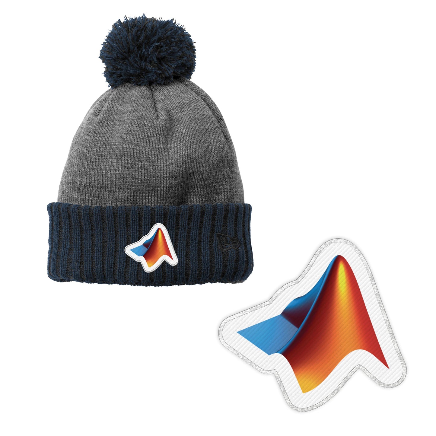 MathWorks L‑Shaped Membrane Colorblock Cuffed Beanie